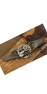 Steampunk Gear Wings Pin Antique