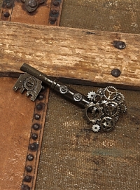 Large Antique Key Gear Pin