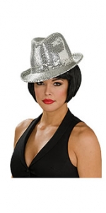 Sequin Fedora Hat Silver