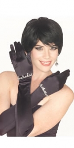 Long Satin Gloves Black