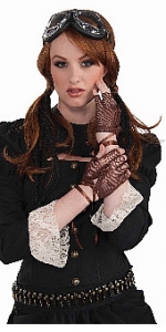 Steampunk Lace Gloves Brown