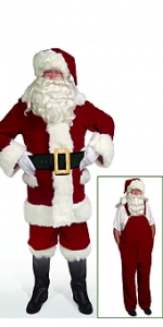 Santa Suit Velvet with Overalls Deluxe Elite Costume