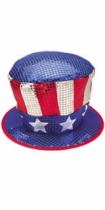 Top Hat Red, White, & Blue  w/ Stars
