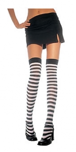 Thigh High Nylon Stockings W/Stripe