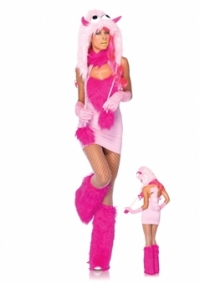 Pink Puff Monster Sexy Adult Costume
