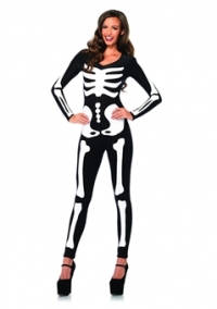 Glow in the Dark Skeleton Cat Suit Sexy Adult Costume