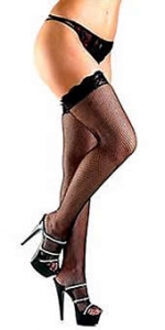 Fishnet Stockings Lace Top - Thigh High